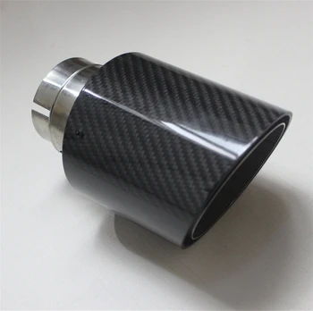 

Inlet 63mm Carbon Fiber + Stainless Steel Universal Car Exhaust Tip Muffler Black