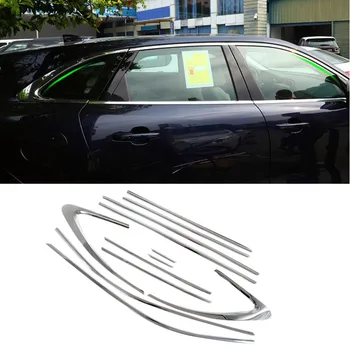 

For Jaguar F-pace X761 2016 2017 2018 Full Window Sill Frame Molding Trim Without Middle Pillars 12pcs Stainless Steel