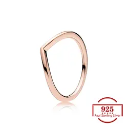 Стерлинговое Серебро 925 пробы в форме сердца розовое золото цвет простое кольцо ForTrendy ювелирные изделия Оригинальное кольцо для женщин