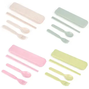 

Straw Kids Spoons Chopsticks Forks Set Storage Case Baby Feeding Tableware Kids Toddler Dishes Dinnerware