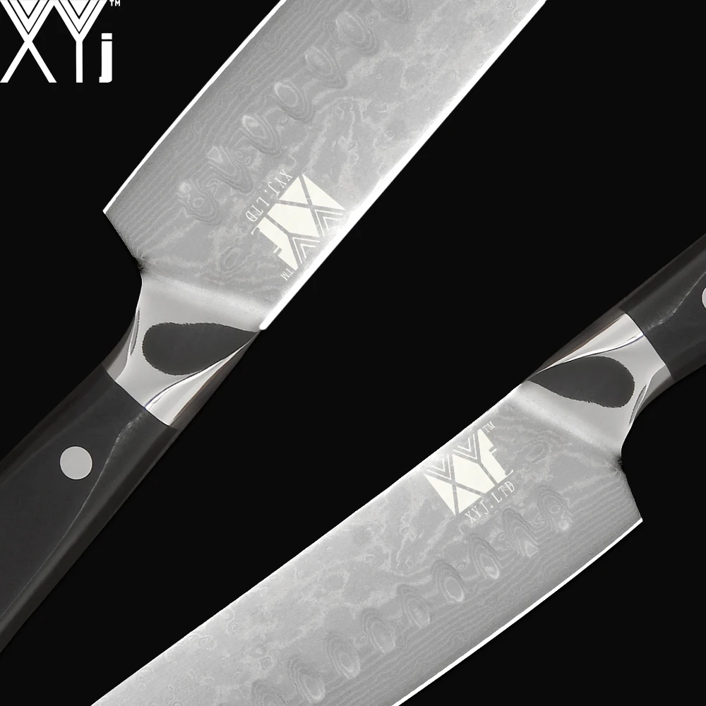 XYj кухонный нож из дамасской стали 7 ''шеф повар 6 5'' Santoku 5 ''нож гаджет G10