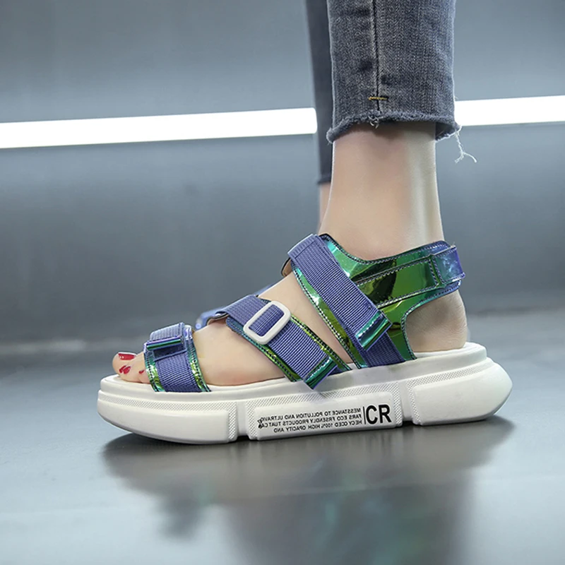 Women Sandals 2019 Summer Casual Hook & Loop Female Gladiator Sandals Rubber Sole Non-Slip Beach Sandal For Woman Summer Shoes