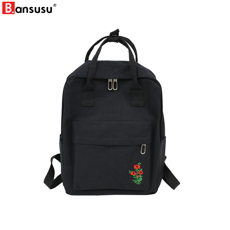

Women Backpacks Korean Style Embroidery Flower Canvas Backpack Harajuku ulzzang School Travel Bags For Teenage Girls Laptop Bag
