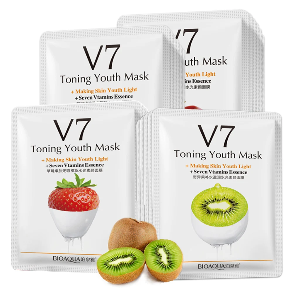 

1PC Fruit Facial Mask Supply Moisturizing Oil Control Mask Apple & Strawberry & Kiwi & Orange Fruit Sheet Mask Skin Care
