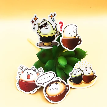 

20 / 40pcs Cute Cartoon Coffee Cat Multicolor Animal Sticker Notebook Skateboard Suitcase Bicycle Helmet DIY Waterproof Sticker