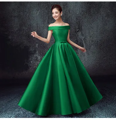 Vestidos fiesta noche Коралловое Новое атласное с вырезом «лодочкой» с короткими рукавами трапециевидной формы голубого, зеленого, фиолетового, розового, бордового цвета длинное платье подружки невесты