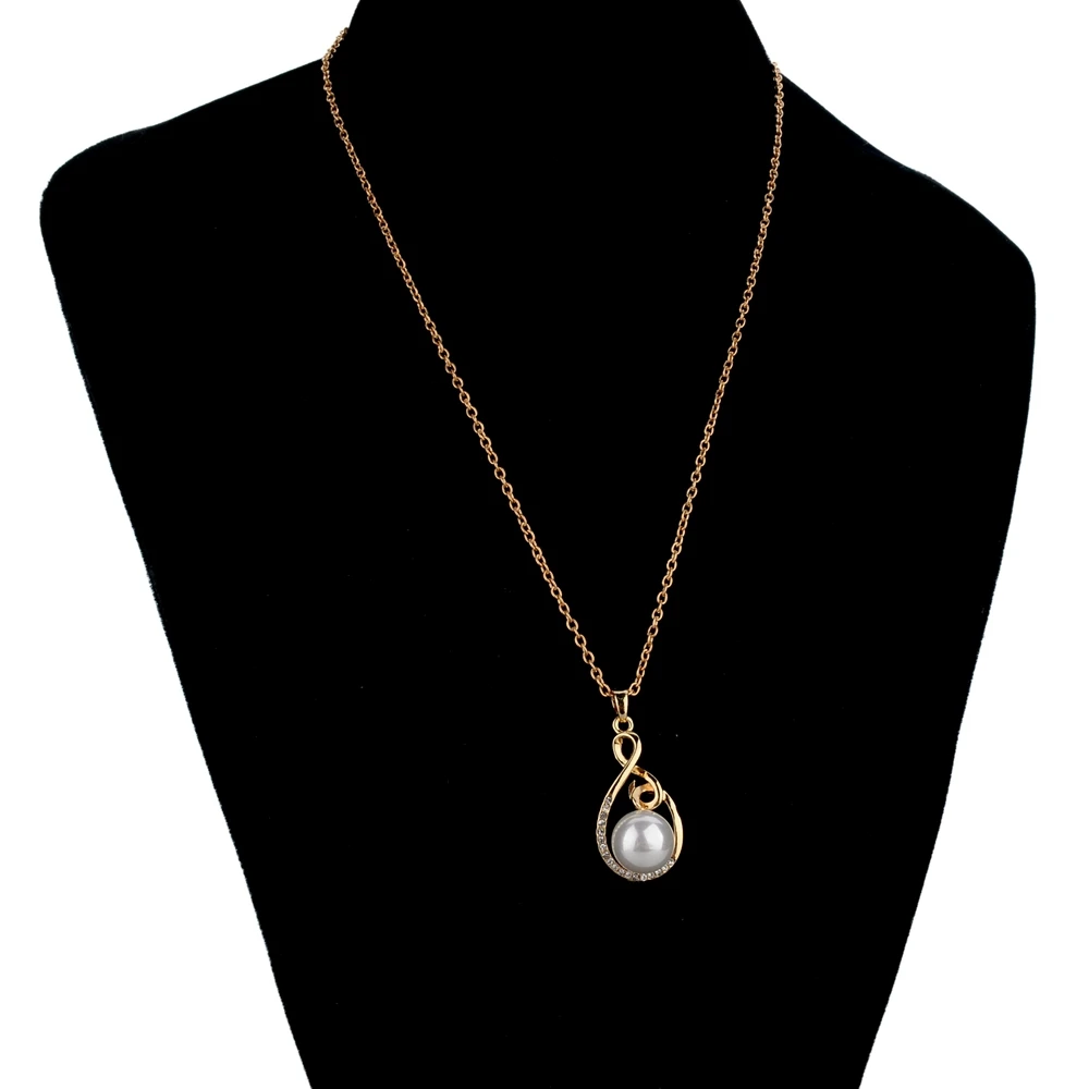 Женское Ожерелье с австрийским кристаллом и искусственным жемчугом|collier fashion|gold