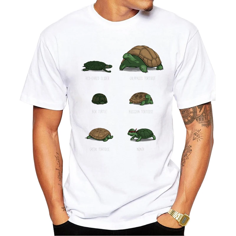 

2019 New Summer Know Your Turtles printed T-Shirt Men o-neck comfortable Casual White t-shirt Brand Fashion Shirts Cool Design