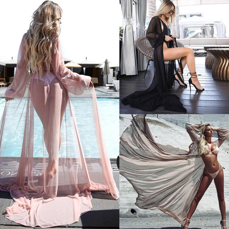 

Swimwear Cover Up Women Mesh Floor Length Suits Dress Maios 2019 Sexy Summer Beach Wear Tunics For Beach Bathing Suit Cover Ups