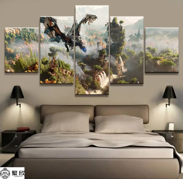 5 Panel Horizon Zero Dawn Game Canvas Printed Painting For Living