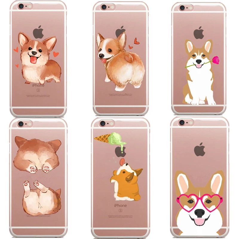 Funda Para Teléfono De Tpu Suave Fina Con Dibujos Animados De Perro De Gran Culo Corgi Rose Pug Para Iphone 5 5s Se7 7 Además De 6 S 6 Plus Phone Cases Case Pluscase