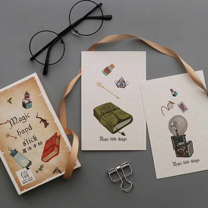 

30 Pcs/pack Cartoon Retro Magic Hand Stickers Greeting Card Postcards Birthday Business Gift Card Set Message Card Stationery