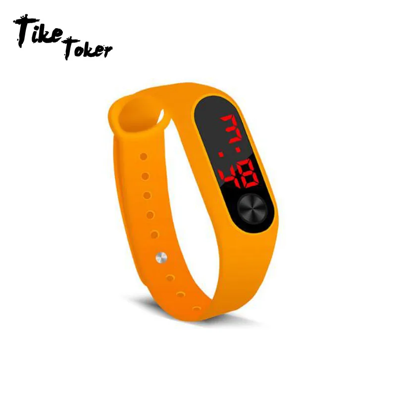 Модные мужские и женские повседневные спортивные часы-браслет, белый светодиодный электронный цифровой карамельный цвет, силиконовые наручные часы для детей - Цвет: orange