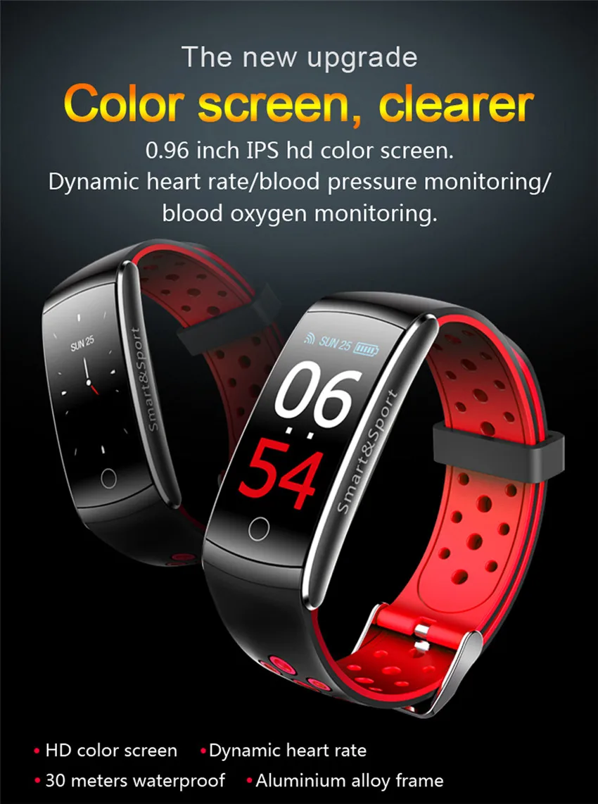  IP68 Swim Color Touch Smart Watch HR/BP/O2 Smart Wristbands Monitor Fitness Bracelet For IOS/Xiaomi - 32884354203