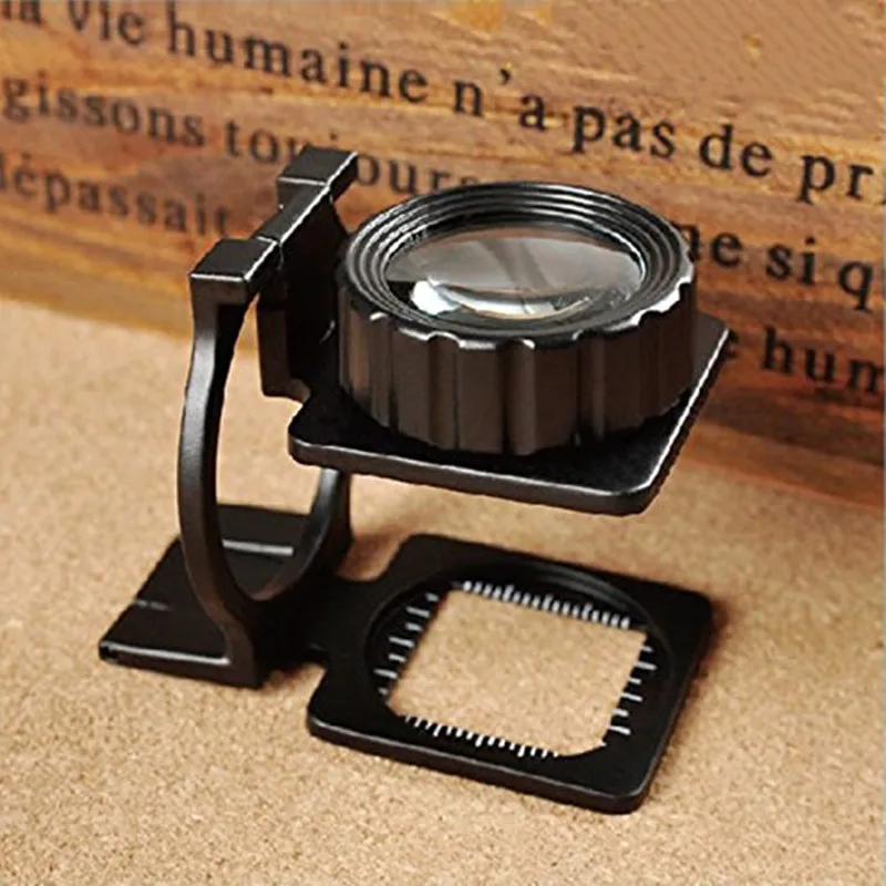 

10X Folding Linen Tester Loupe Full Metal Dual Lens Thread Counter Magnifier Cloth Test