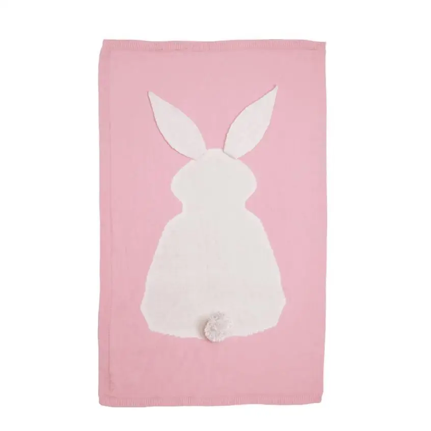 Хорошее качество, детское трикотажное одеяло с кроликом для кровати, мягкое постельное белье для новорожденных, одеяло для игр, одеяло для кроватки, накидка 73*105 см#50 - Цвет: Peach