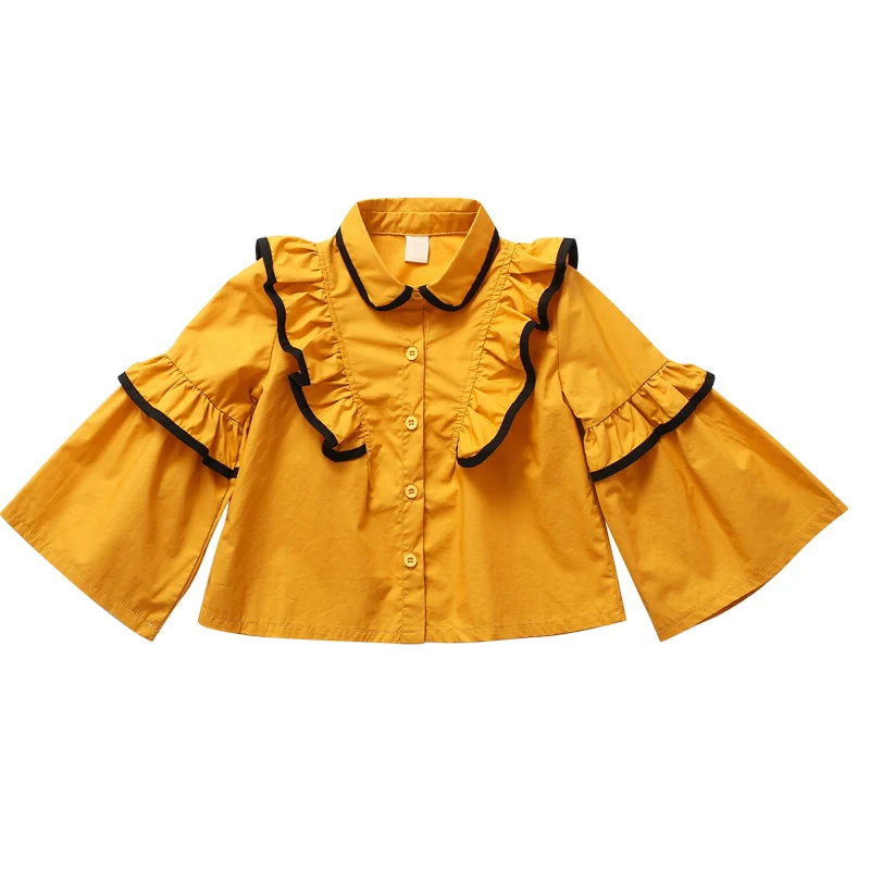 

girls blouse 2019 white shirt pink yellow girls clothes 8 5 10 12 4 years long sleeve girl blouse tops big girl bat sleeves