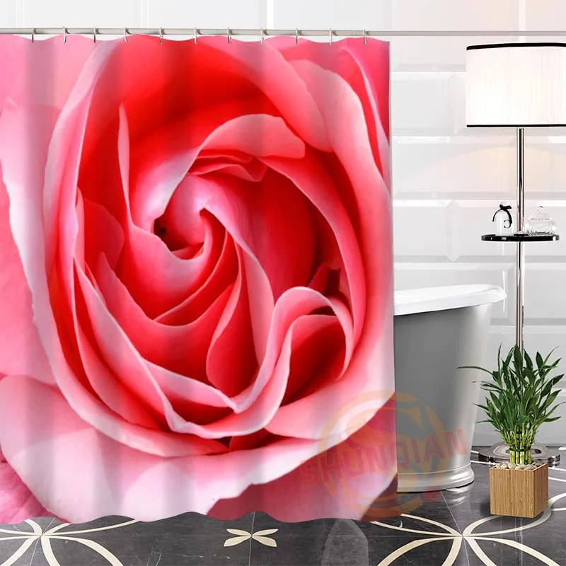 Custom beautiful red rose Modern Shower Curtain bathroom beautiful