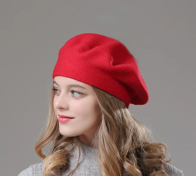 [Rancyword] High Quality Women Winter Hat Berets Cashmere Wool Berets For Girls Casual Knitted Warm Winter Hats Beanie RC2045 Red Color