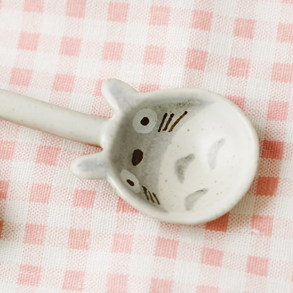 1psc Ручная роспись 3D Тоторо керамика обеденная Чаша Блюдо тарелка лоток ложка посуда контейнер для еды творческий мультфильм посуда - Цвет: Spoon