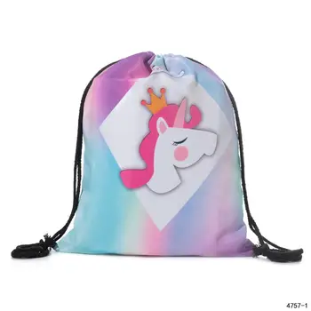 

Miyahouse New Fashion Drawstring Backpack 3D Printed Unicorn Design Travel Softback Women Mochila School Drawstring Bag For Girl