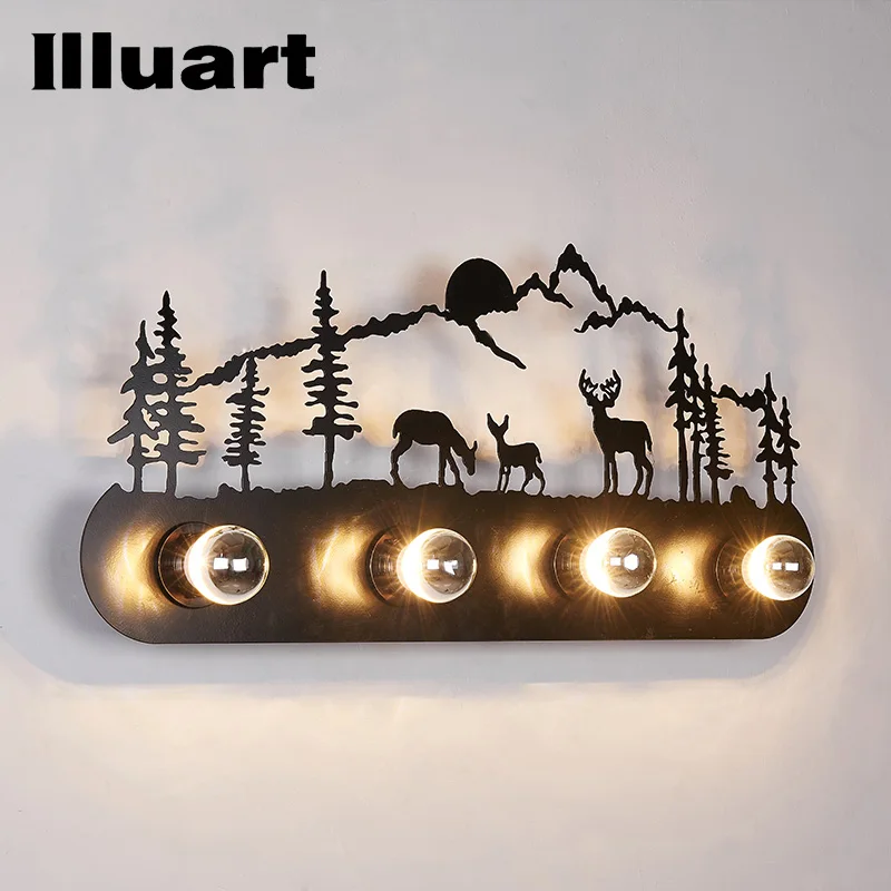 

Retro Sconce Wall lamp Creative Deer Horse Windmill Wall lighting Mounted lamp loft vintage iron Lamparas De Pared Living Room