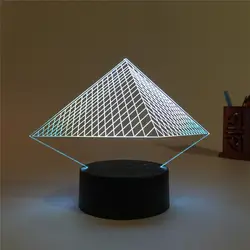 Горячая Распродажа Пирамида 3D светодио дный светодиодный ночник 7 цветов Изменение Рождество Настроение ребенка дети гостиная/спальня