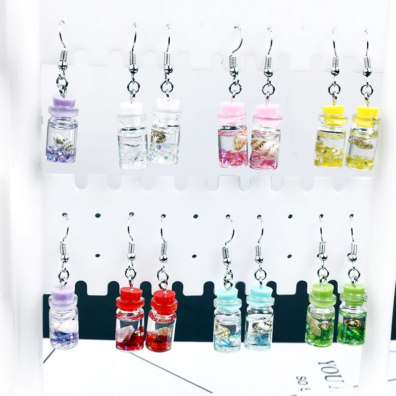 

Fashion Women Girl Summer Jewelry Wishing Bottle Drop Earrings Drift Bottle Conch Dangle Earrings Party Beach Vacation Gift