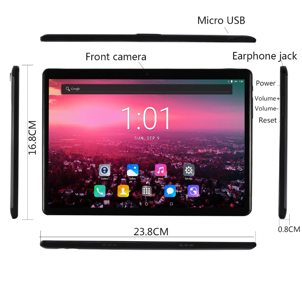2.5D Закаленное стекло 10 дюймов 10 ядерный планшетный ПК Android 7,0 4 Гб ОЗУ 128 Гб ПЗУ 1920*1200 ips 4G LTE 8,0 МП камера DHL