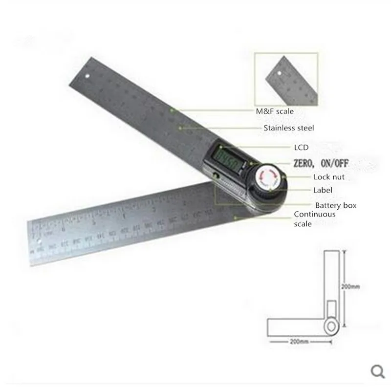 300 мм цифровой транспортир Инклинометр Гониометр измерительный Столярный инструмент квадратный угол Калибр из нержавеющей стали угловая линейка