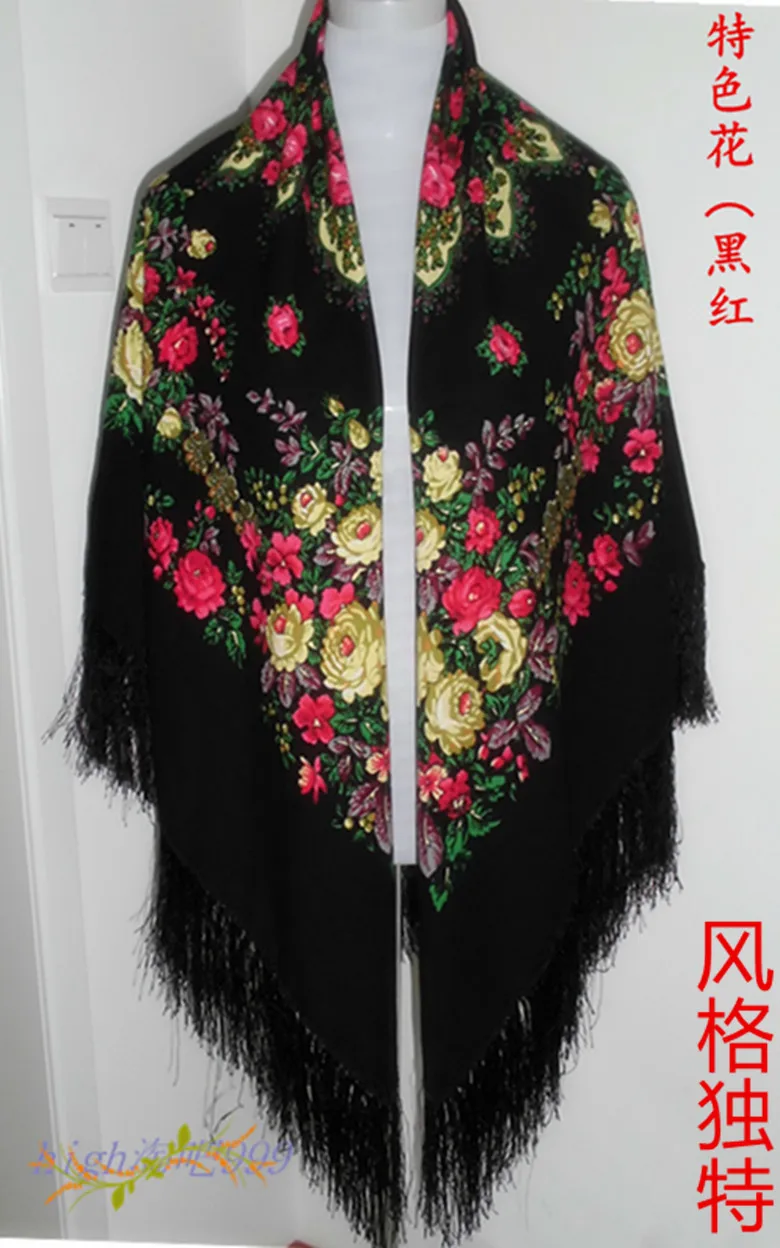 

Print cape elegant shawl Russian style wrap wool spring and autumn soft thermal women's silk scarf
