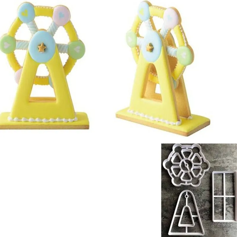 DIY baking mold 3pcs Ferris wheel plastic cookie mold fondant cake Mold
