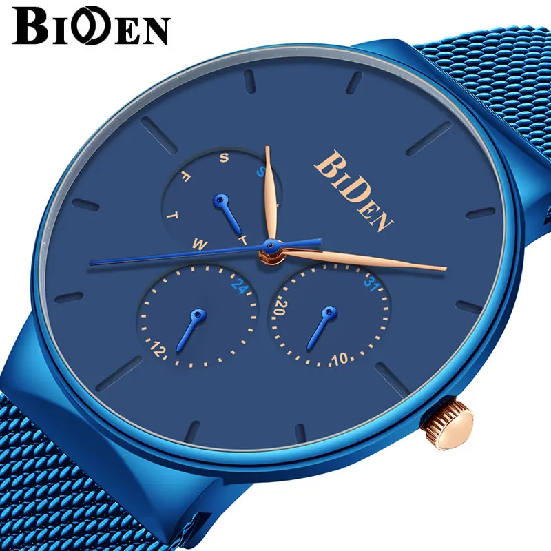 

2019 New Fashion Luxury Mens Watches Multifunctional Casual gift watch waterproof stainless steel wristwatch 0047
