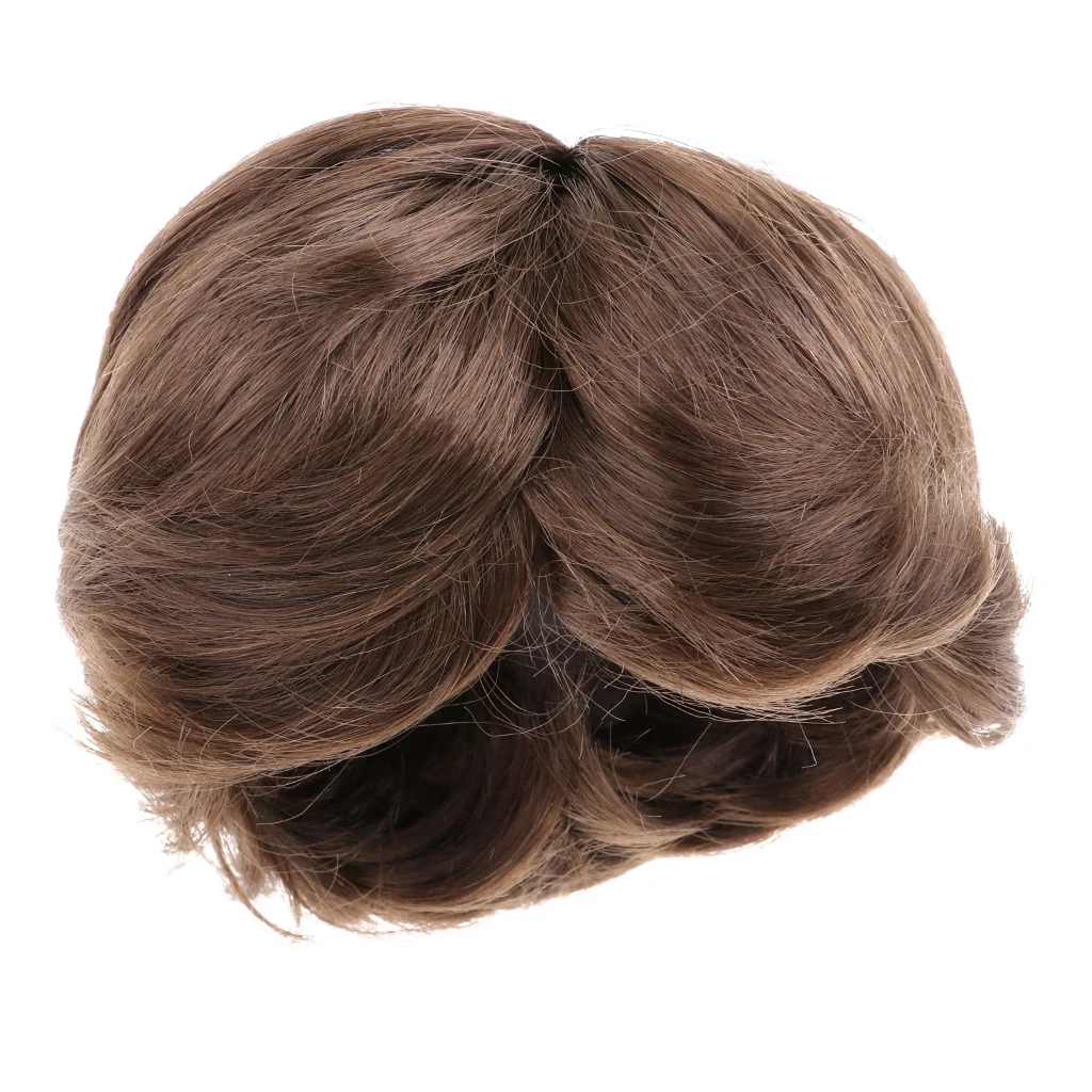 1/4 BJD Doll Short Curly Hair Brown Wig 8-9 inch 18-20cm for AOD DOC Dollfie DK-BLUE Accessorie
