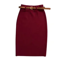 Модные брендовые юбки осень зима повседневные женские с высокой талией длиной до колена вязаная элегантная юбка карандаш трикотажная юбка-карандаш Новинка