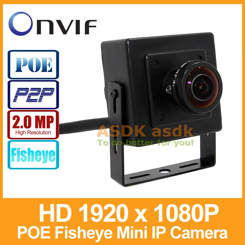 POE Fisheye HD 1920 x 1080P 2.0MP Mini Type IP Camera Indoor Security Camera ONVIF P2P IP CCTV Cam