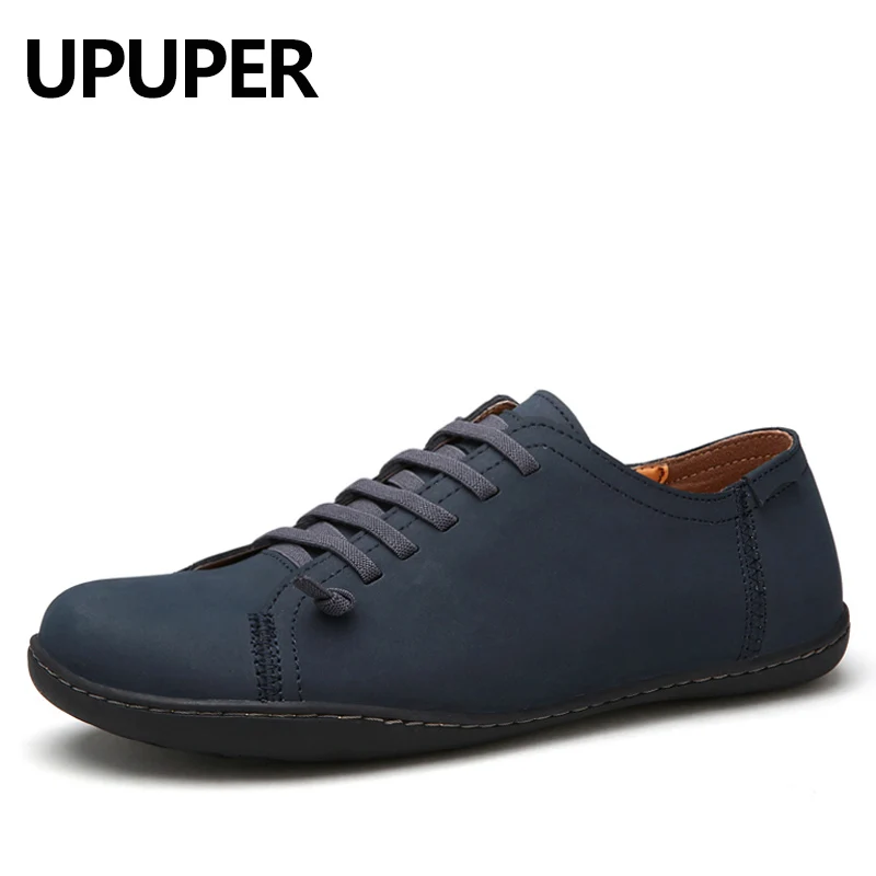 

UPUPER Mens Loafers Shoes Split Leather Slip On Men's Flats Handmade Mens Casual Leather Shoes Fashion Designer Black
