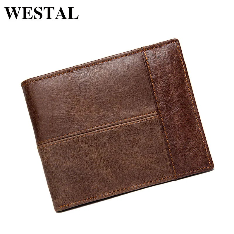 Goede WESTAL Portemonnee mannelijke Lederen Korte Portemonnee mannen Vintage Koe Lederen Casual Man Portefeuilles Portemonnee Standaard Card Houders 8064