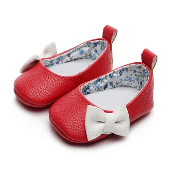 

Toddlers Baby Shoes Soft Soled PU Leather Crib Shoes Prewalker Bow Shoe First Walkers Baby Shallow Shoes