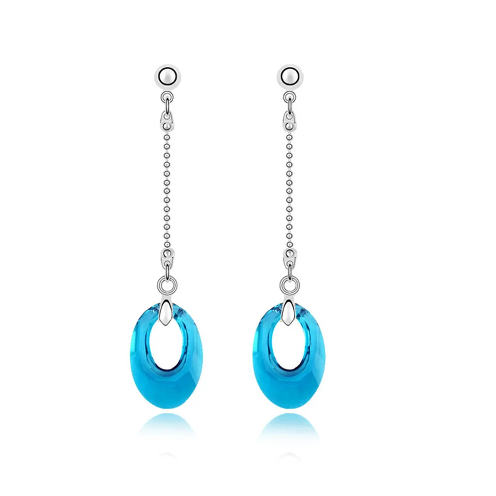 

2016 Valentine's Day gift Hot Charming Crystal long drop pendant earrings With Genuine Crystals From Swarovski Bijoux