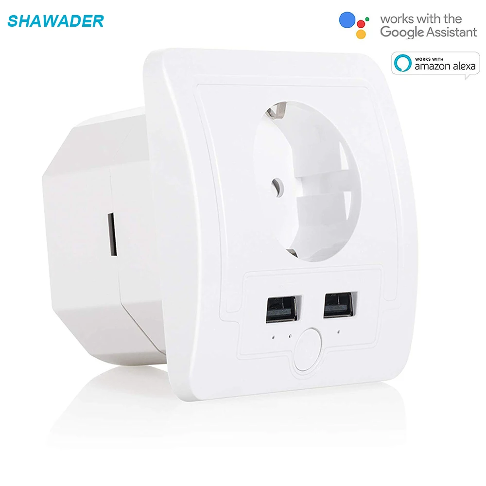 

WiFi Smart EU Plug Sockets Power Outlet Multiway USB Charger Remote Control Timing Compatible with Alexa Echo Google Home