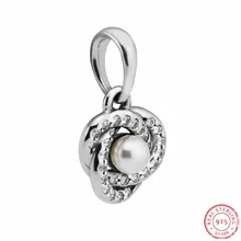 Белый кристально чистый CZ светящийся узел любви бусина-подвеска для самостоятельного изготовления ювелирных изделий Fit PANDORA Подвески Серебро 925 FL566