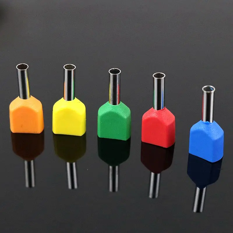 

100PCS TE0508 Double wire tube type pre insulated end head LD4 cold pressed terminal two 0.75 square