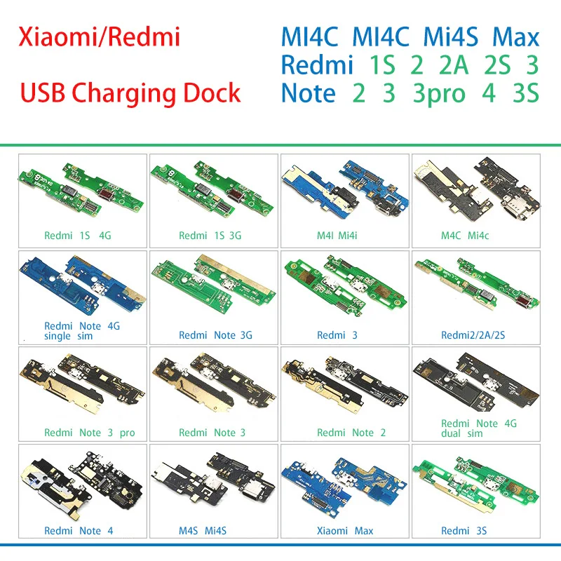

New USB Charging Charger Board For Xiaomi MI4C MI4C Mi4S Max Redmi 1S 2 2A 2S 3 Note 2 Note3 3pro 4 3S Replacement