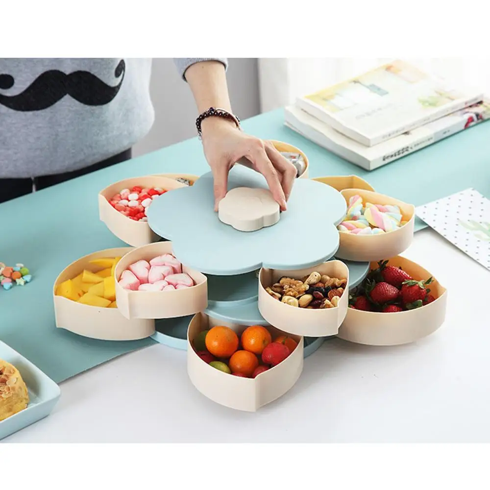 Cute Flower Petals Rotating Shape Multi Sectional Snack Serving Tray