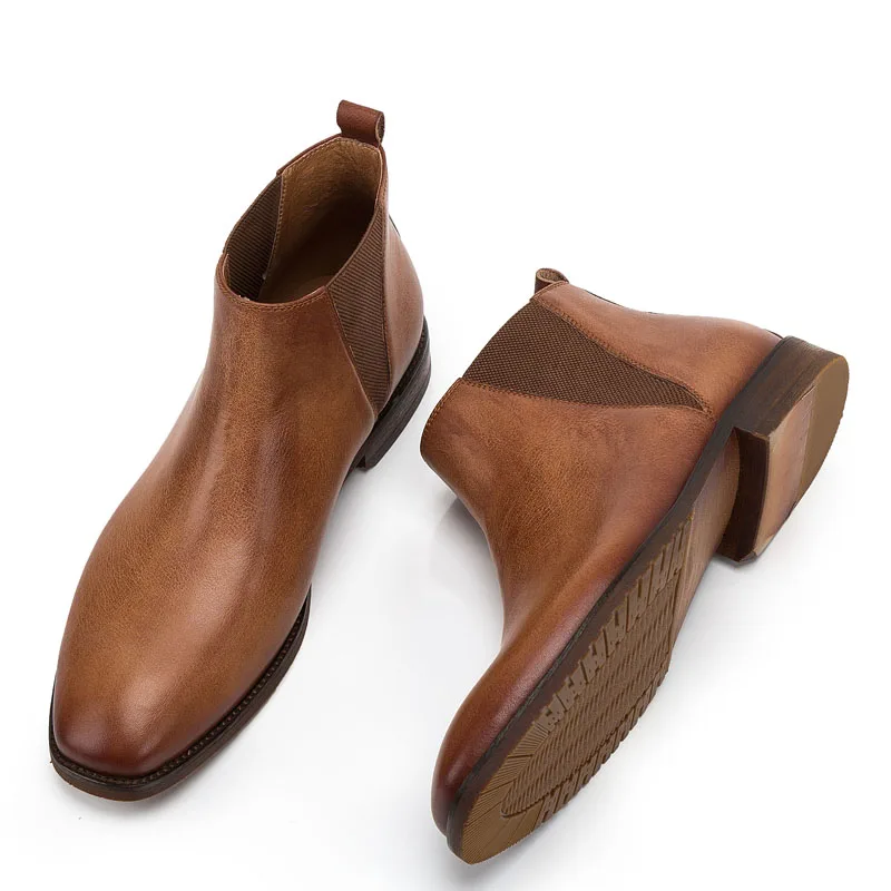 Новые модные мужские полусапоги из натуральной кожи осенне-зимние ботильоны обувь ручной работы Мужские Челси Мужская обувь bota masculina