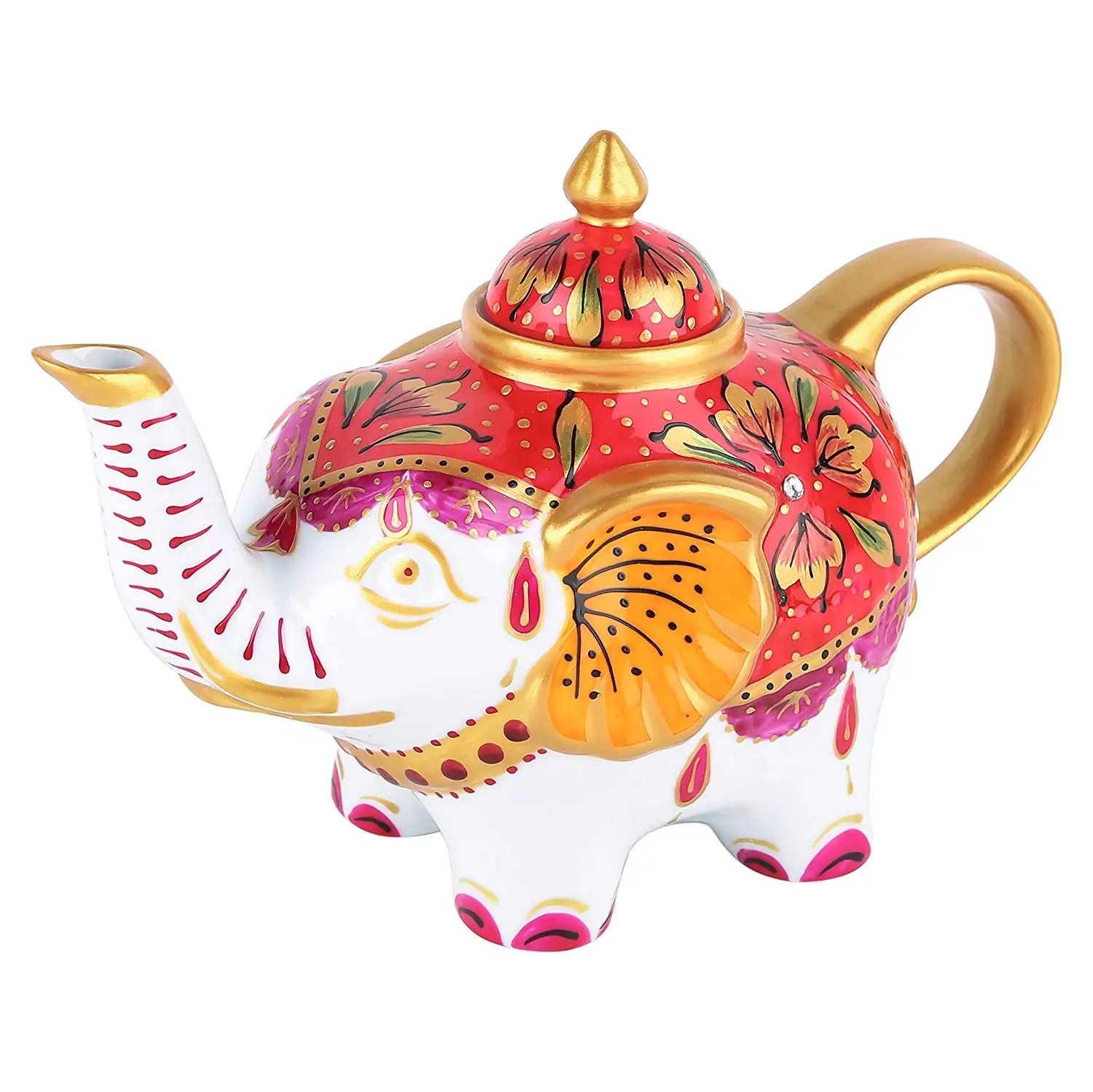 

Artvigor Porcelain Hand Painted Elephant Shape Coffeepots Teapot Crafts 800ml Travel Family Office Gift Coffeepot