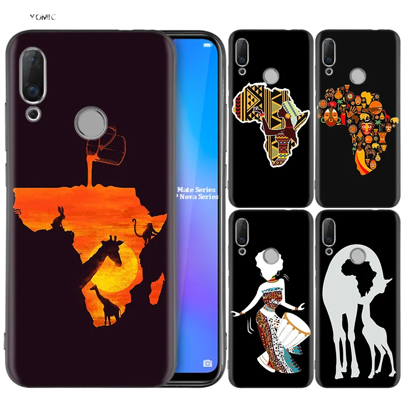 

Silicone Coque Case for Huawei P30 P20 P10 P9 Mate 20 10 Lite Pro Nova 3i 4e 3E P Smart 2019 2018 Plus Africa Map Geography Pain