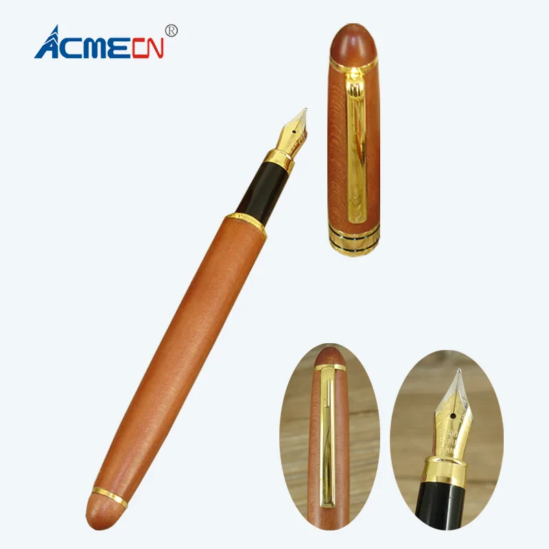 

ACMECN New Arrival Office SchoolWriting Instrument Eco-friendly Hand-made Maple ink Pen with Converter Retro Wooden Fountain Pen