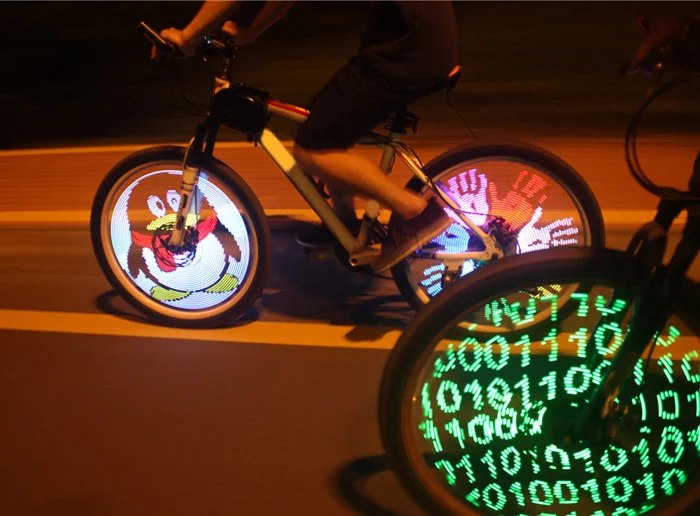 YQ8003 DIY Programmable Bicycle Spoke Bike Wheel LED Light Double Sided Screen Display Image for Night Cycling